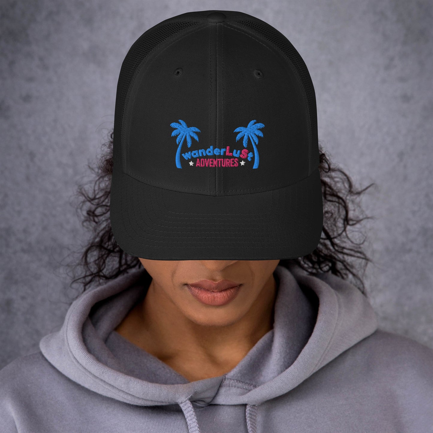 wanderLuSt ADVENTURES Puffy Logo Trucker Cap