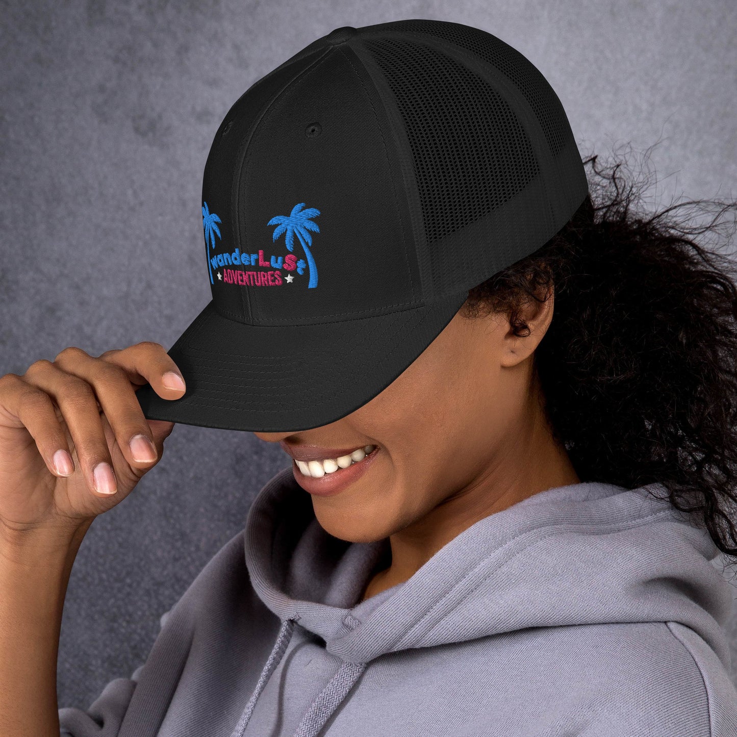 wanderLuSt ADVENTURES Puffy Logo Trucker Cap