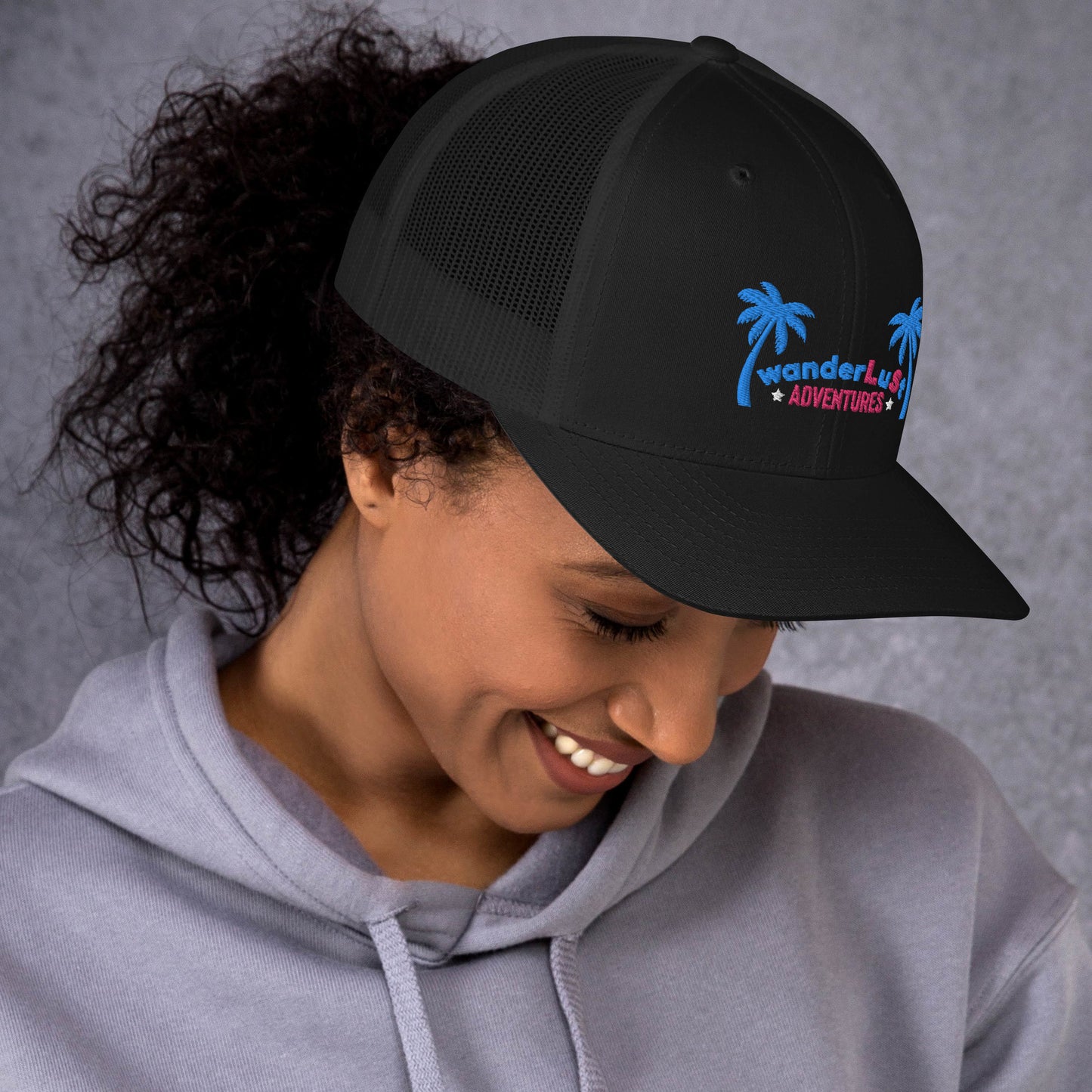 wanderLuSt ADVENTURES Puffy Logo Trucker Cap