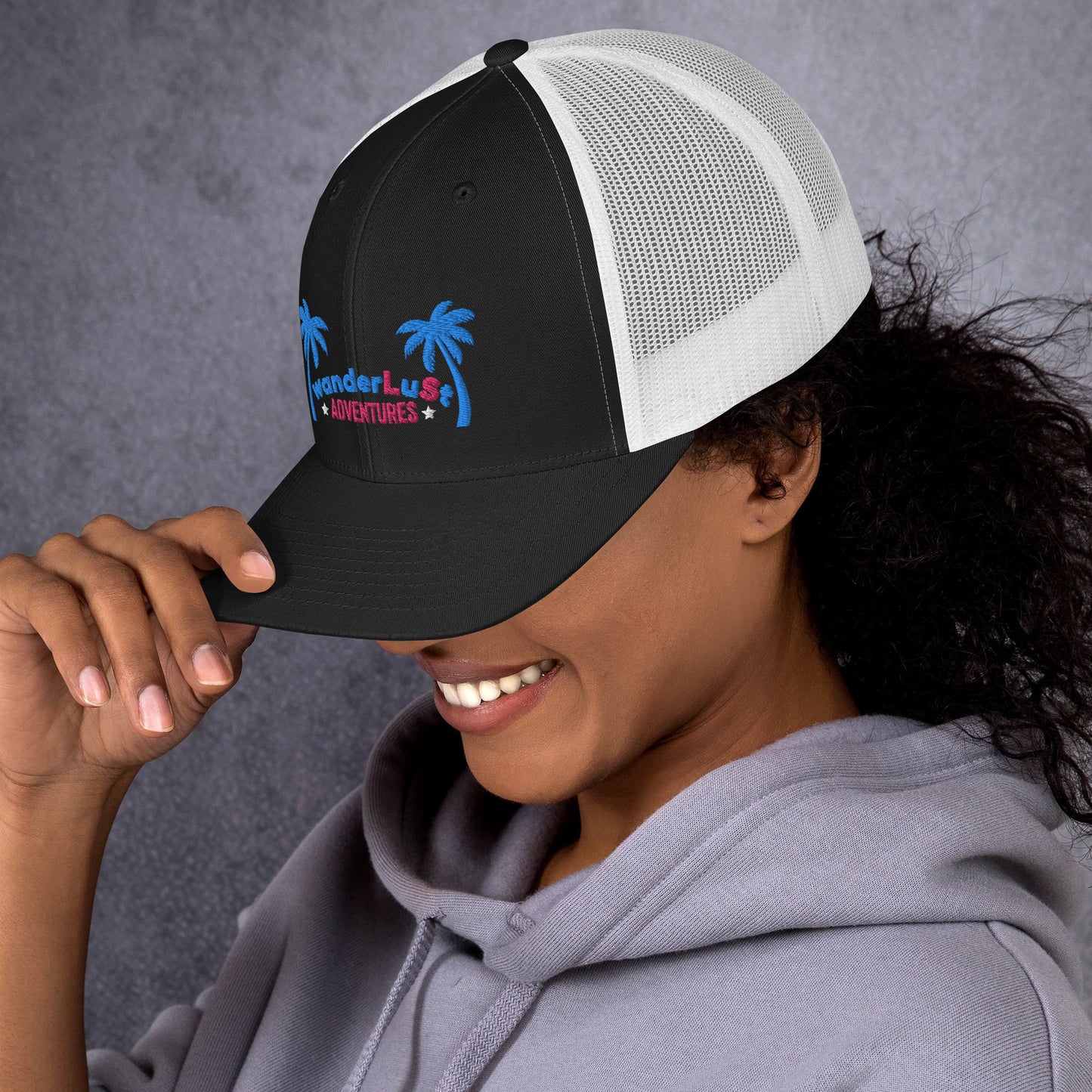 wanderLuSt ADVENTURES Puffy Logo Trucker Cap