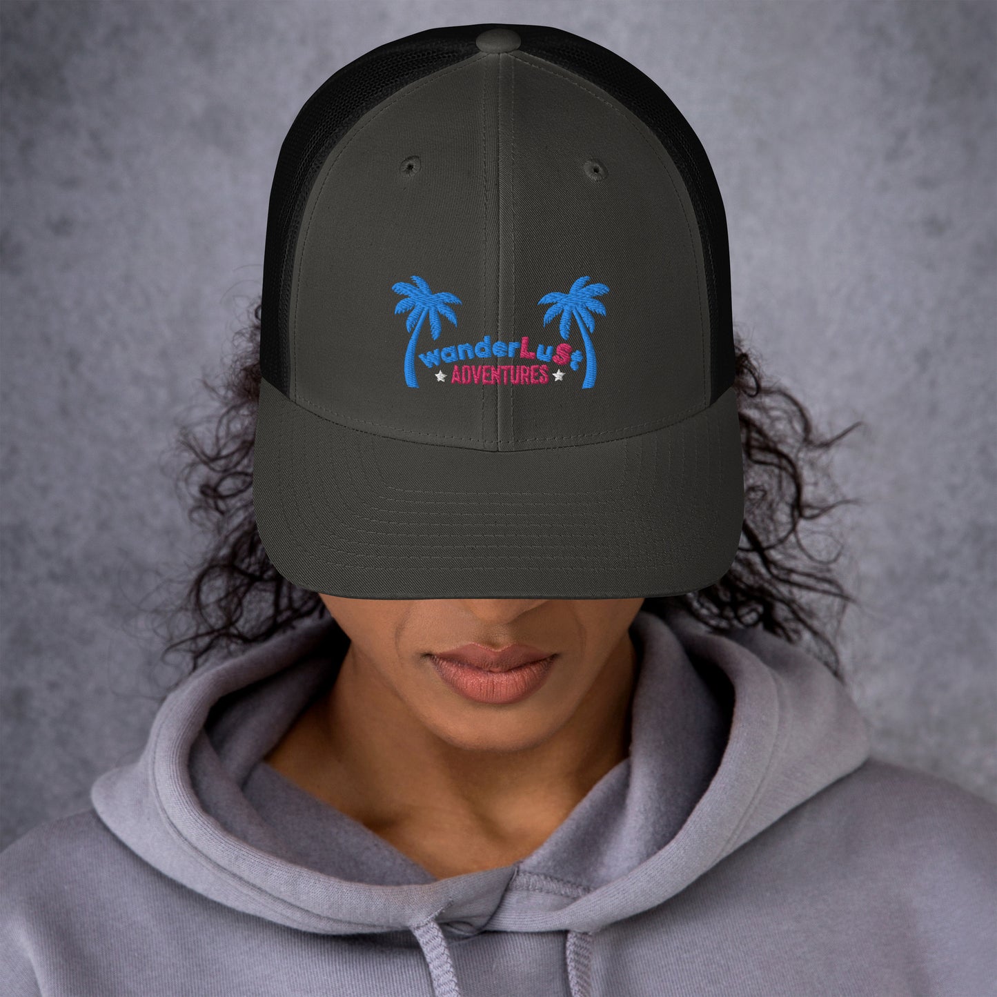 wanderLuSt ADVENTURES Puffy Logo Trucker Cap