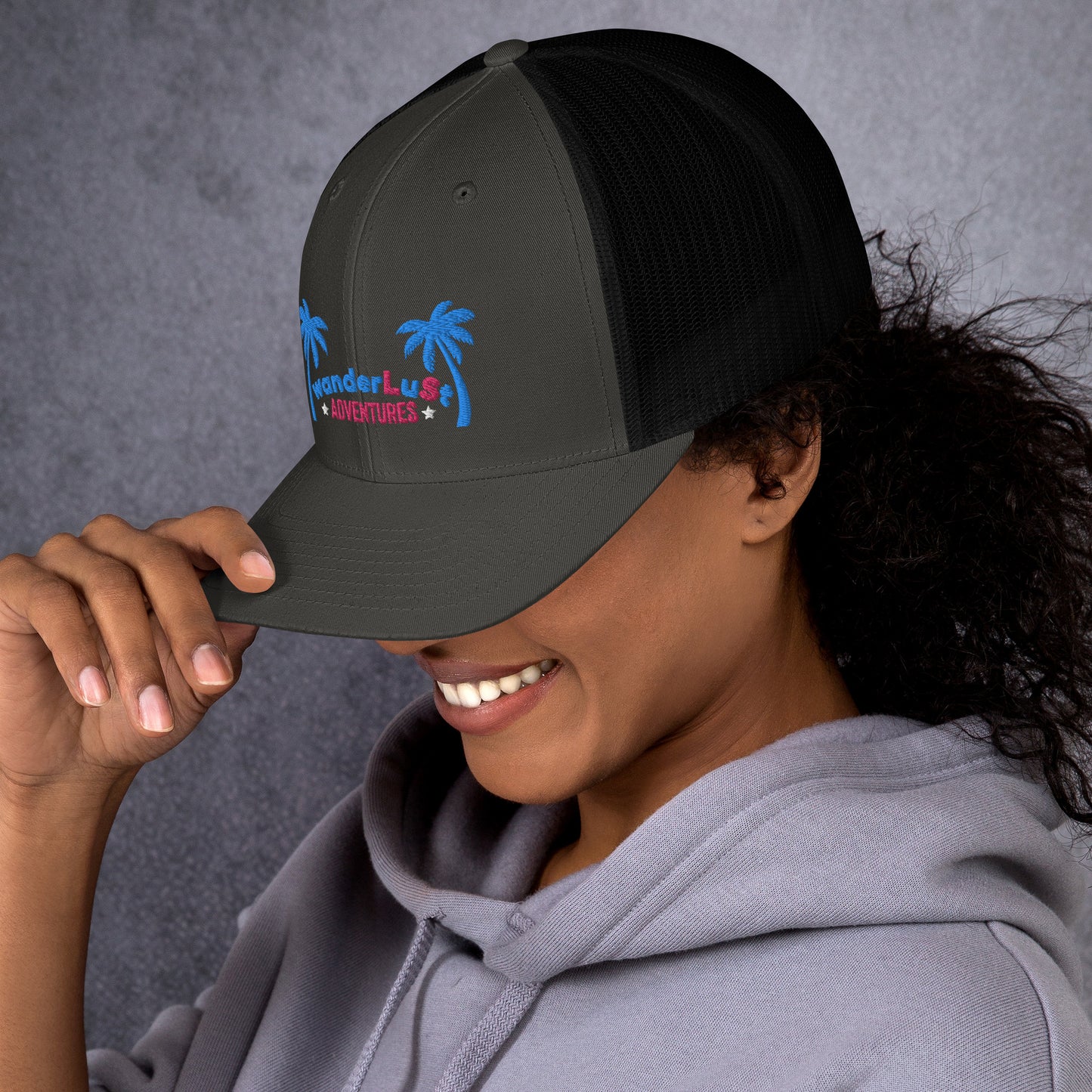 wanderLuSt ADVENTURES Puffy Logo Trucker Cap