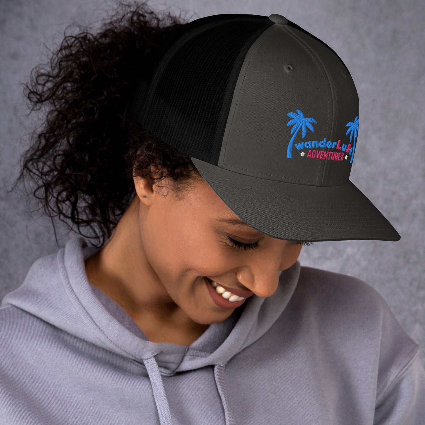 wanderLuSt ADVENTURES Puffy Logo Trucker Cap