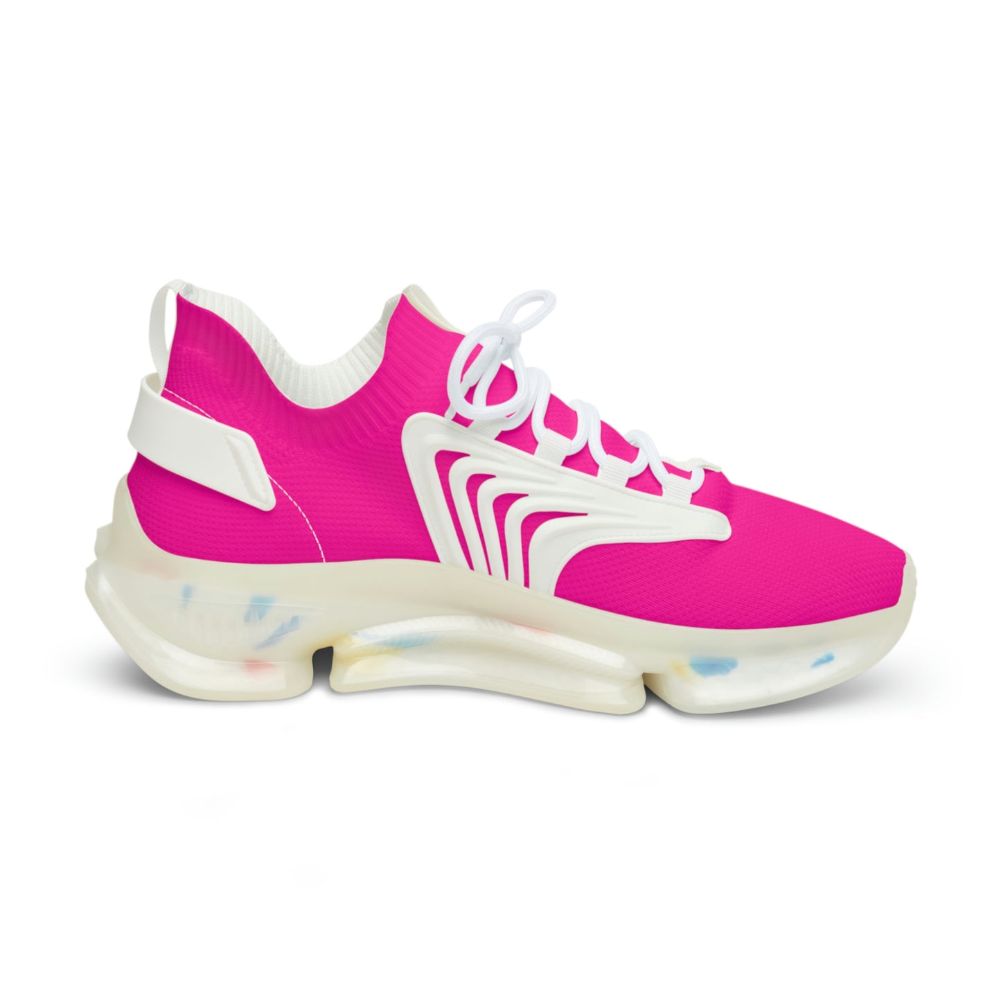 Neon Pink UV Glow Men's Women's Mesh Sneakers