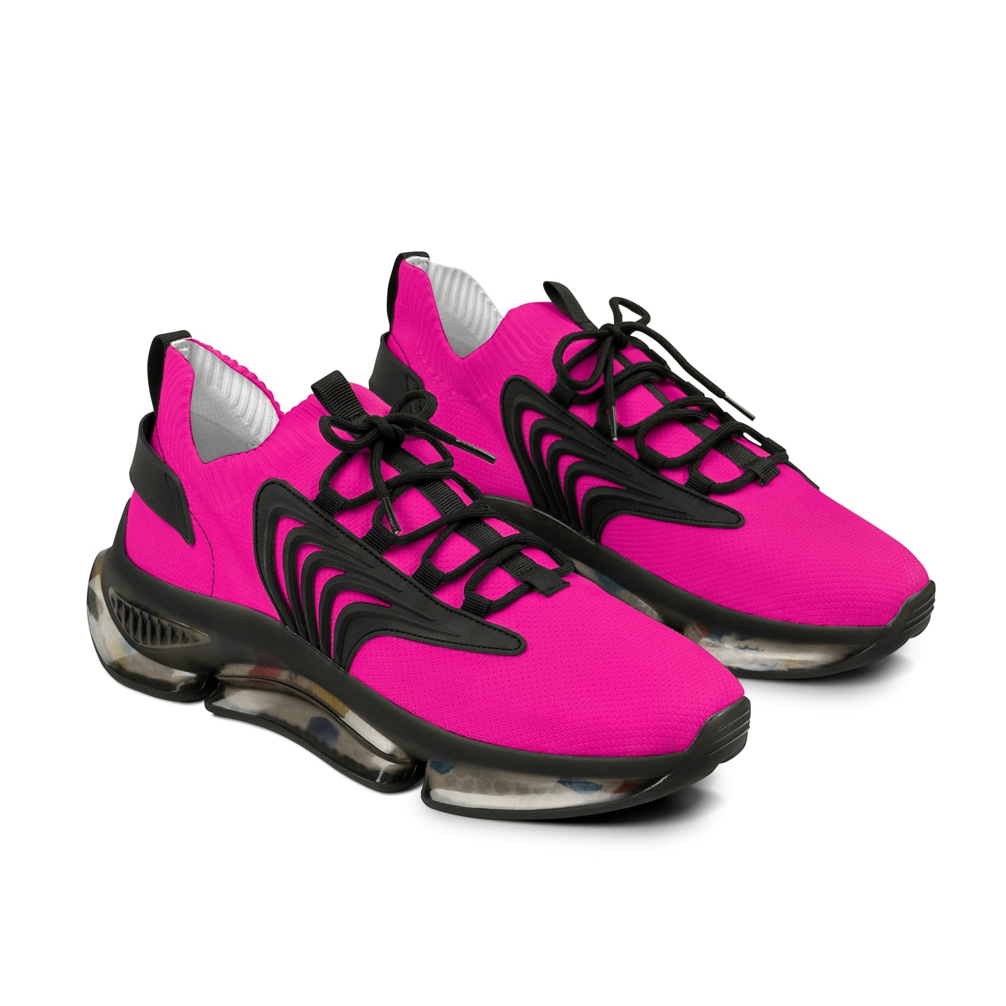Neon Pink UV Glow Men's Women's Mesh Sneakers