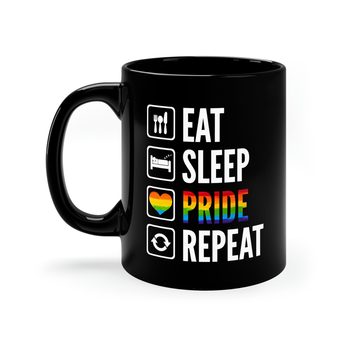 Eat Sleep Pride Repeat Black Mug