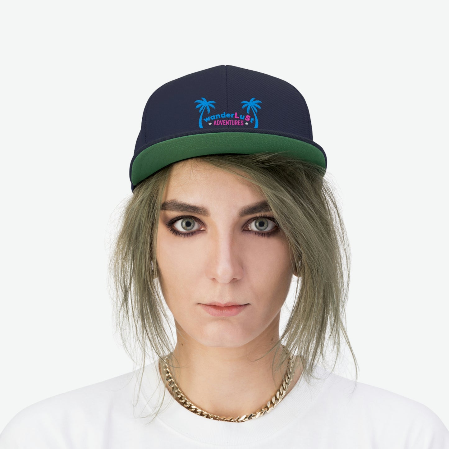 wanderLuSt ADVENTURES Embroidered Unisex Flat Bill Snapback Hat