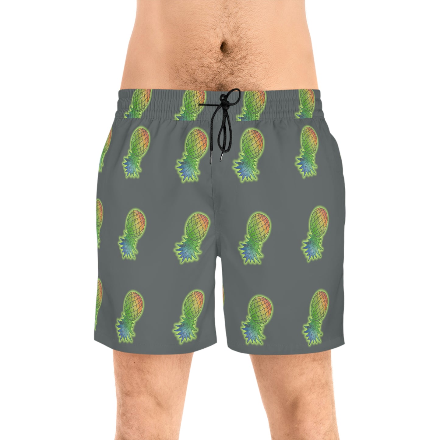 Upside Down Pineapple Men's Mid-Length Swim Shorts (AOP)