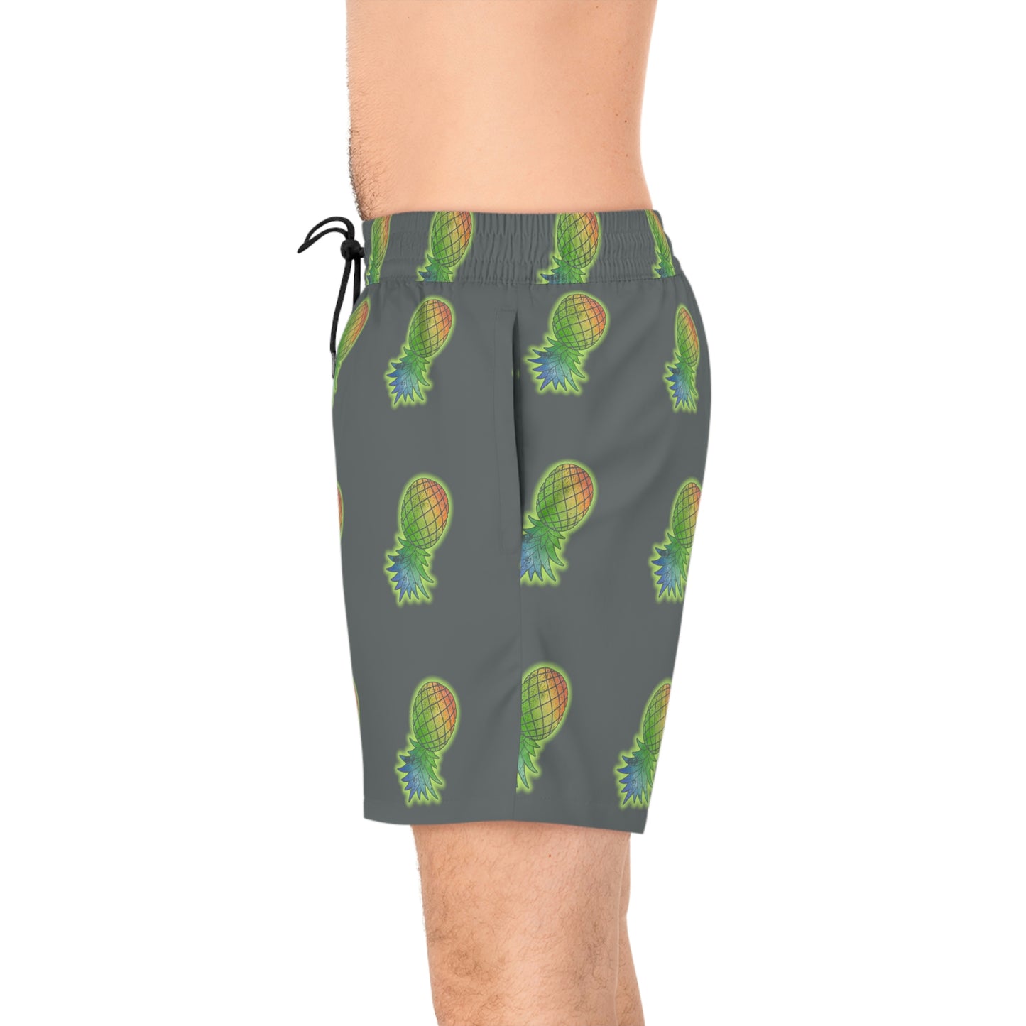 Upside Down Pineapple Men's Mid-Length Swim Shorts (AOP)
