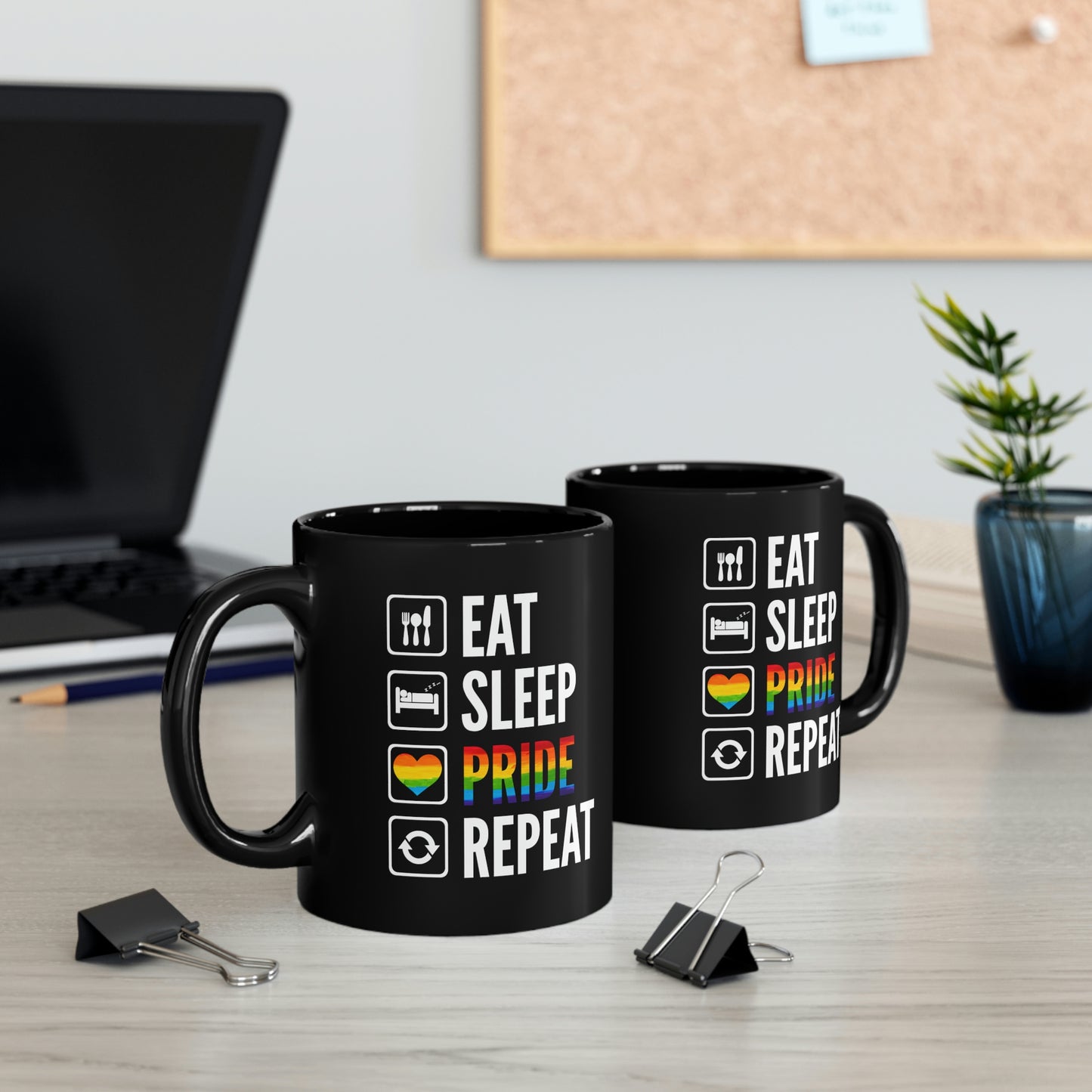 Eat Sleep Pride Repeat Black Mug