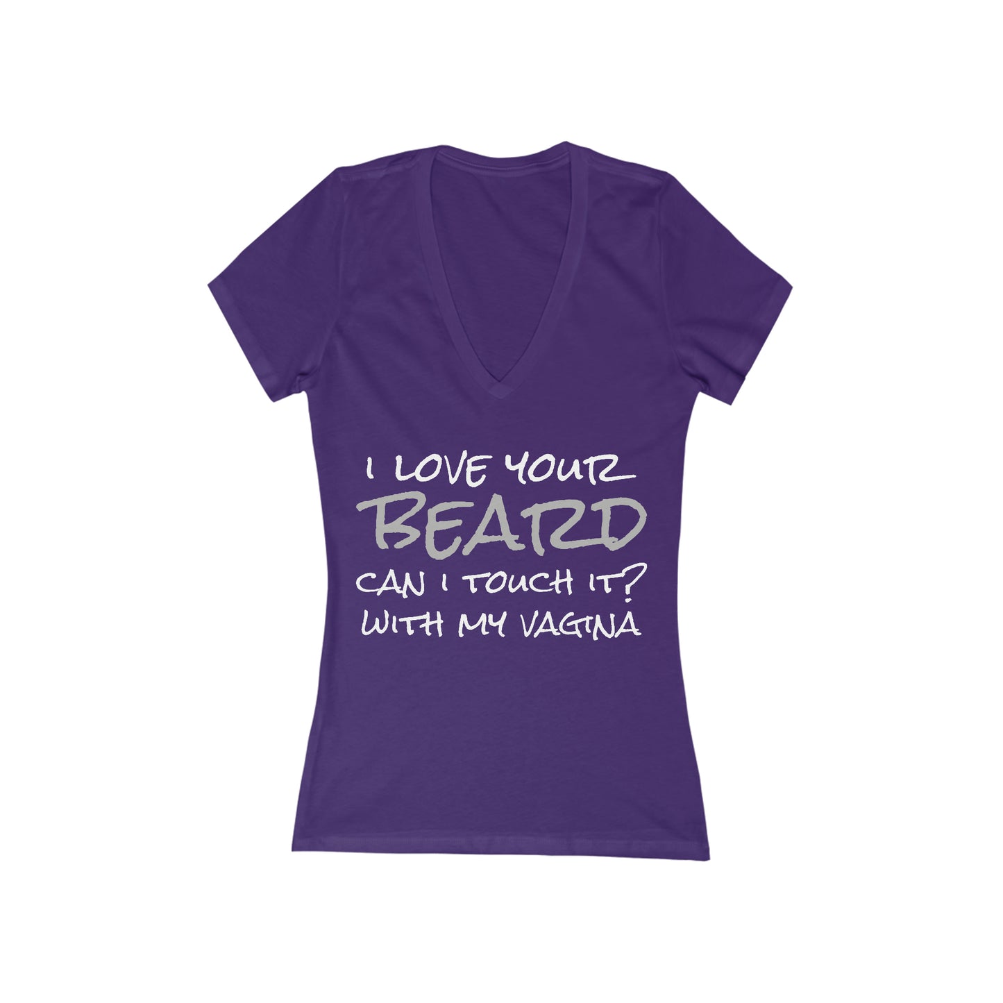 I Love Your Beard Women's Jersey Short Sleeve Deep V-Neck Tee