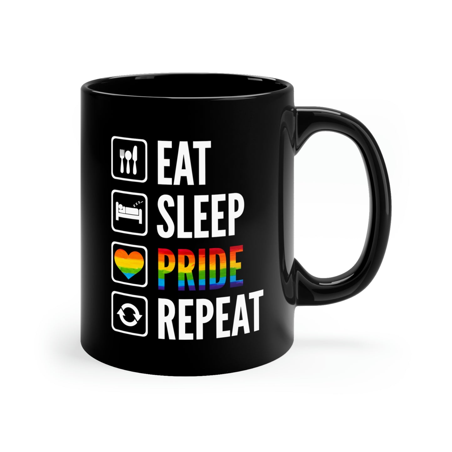 Eat Sleep Pride Repeat Black Mug