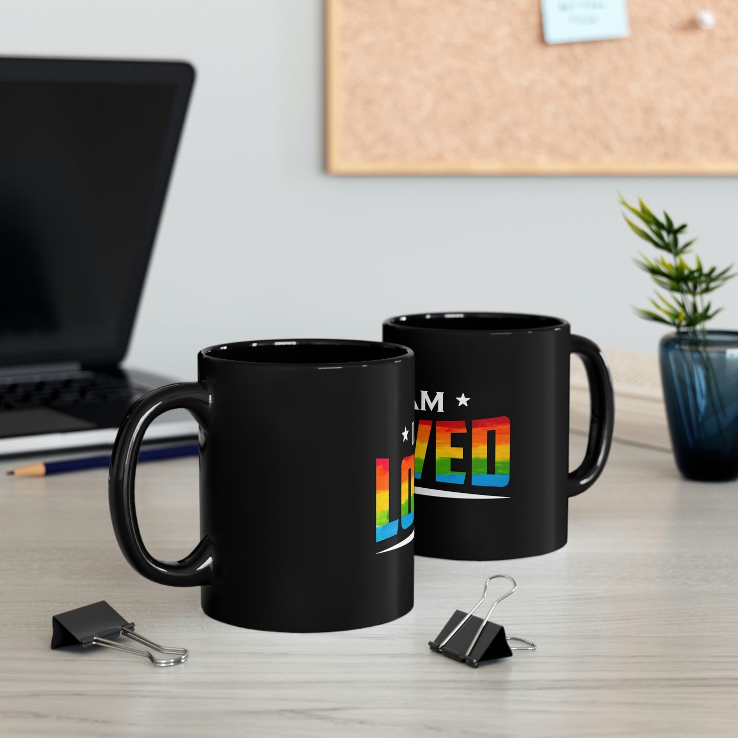 I Am Loved Black Mug