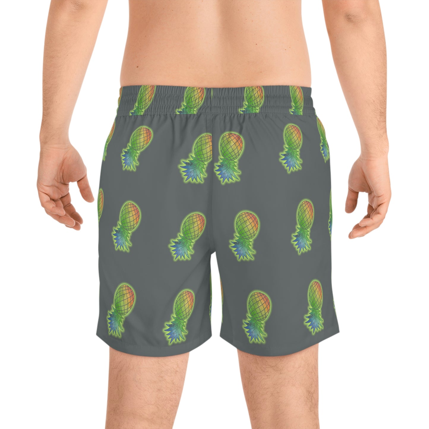 Upside Down Pineapple Men's Mid-Length Swim Shorts (AOP)
