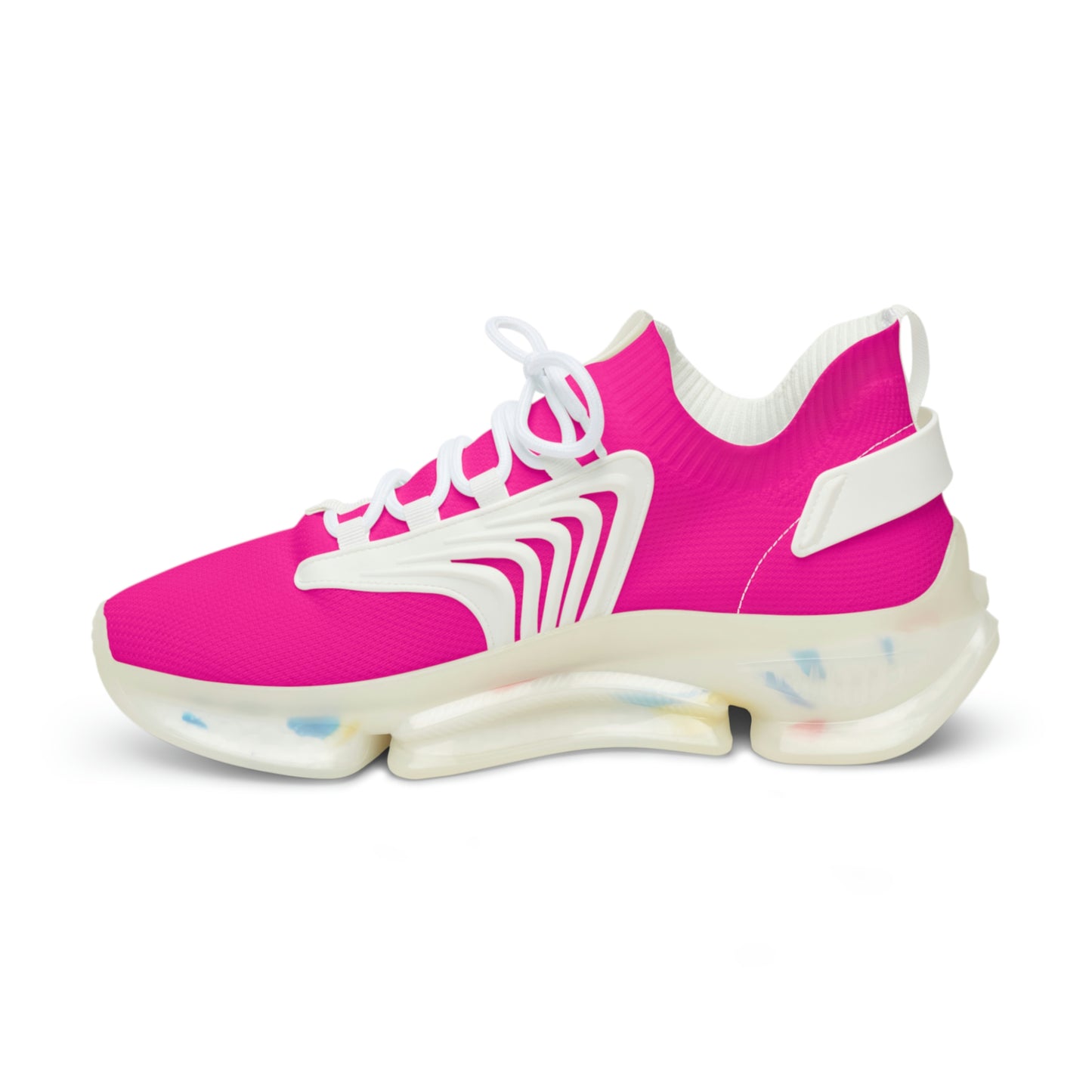 Neon Pink UV Glow Men's Women's Mesh Sneakers