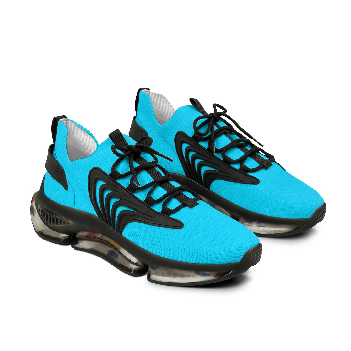 Neon Blue UV Glow Men's Women's Mesh Sneakers