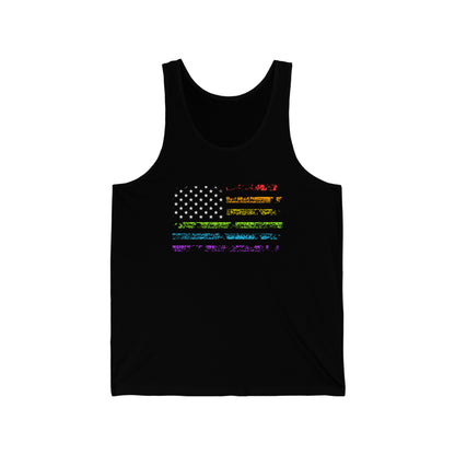 LGBTQ USA Flag Unisex Jersey Tank