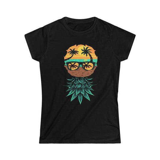Upside Down Tropical Pineapple Women's Softstyle Tee