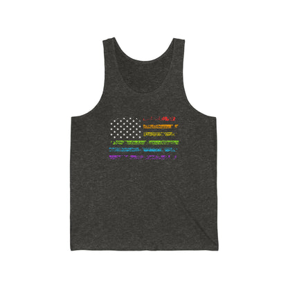 LGBTQ USA Flag Unisex Jersey Tank