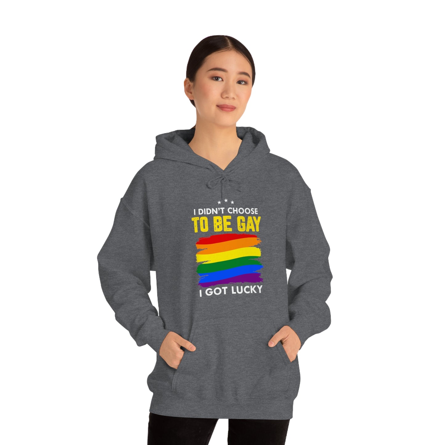 I Didn't Choose To Be Gay I Got Lucky Unisex Heavy Blend™ Hooded Sweatshirt