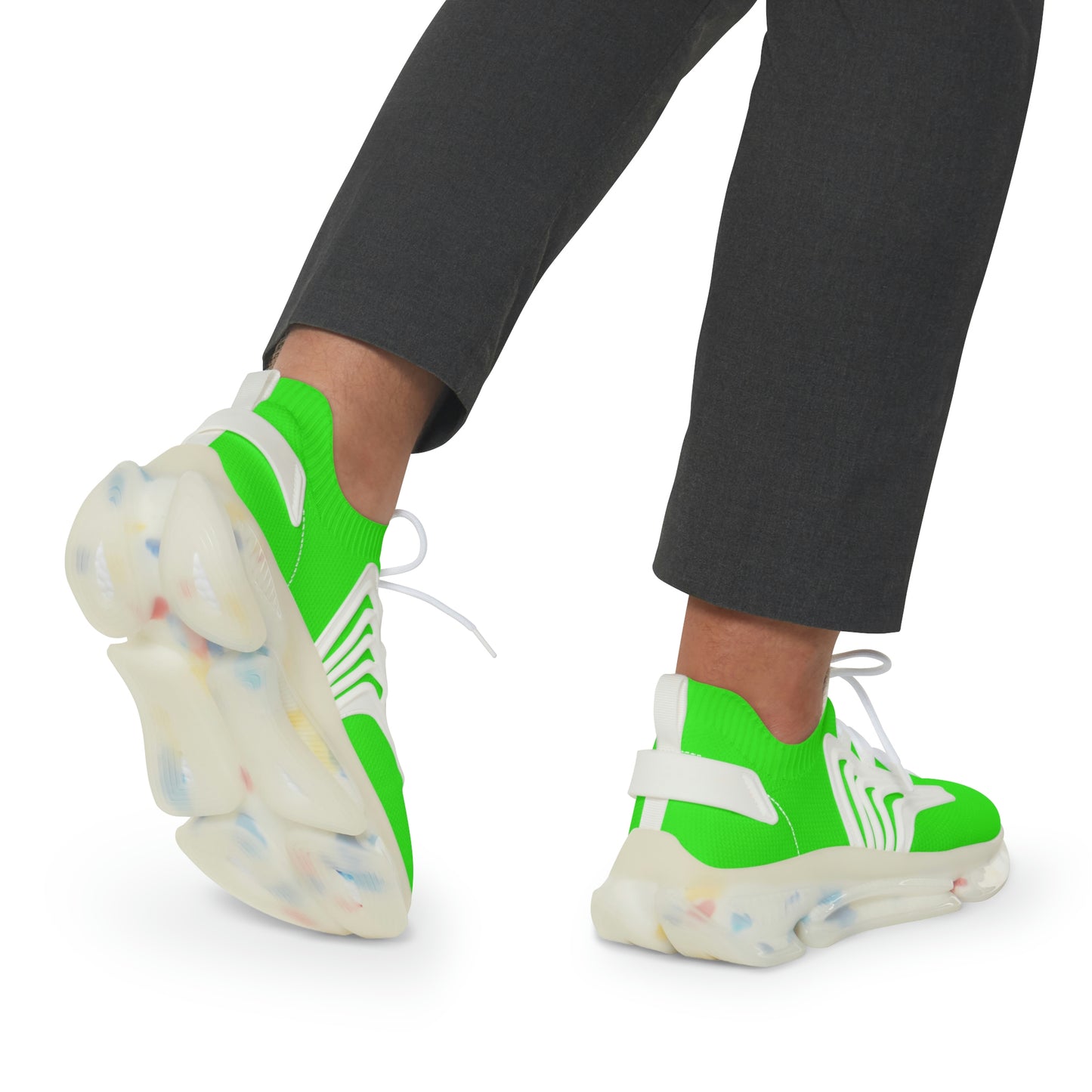 Neon Green UV Glow Men's Women's Mesh Sneakers