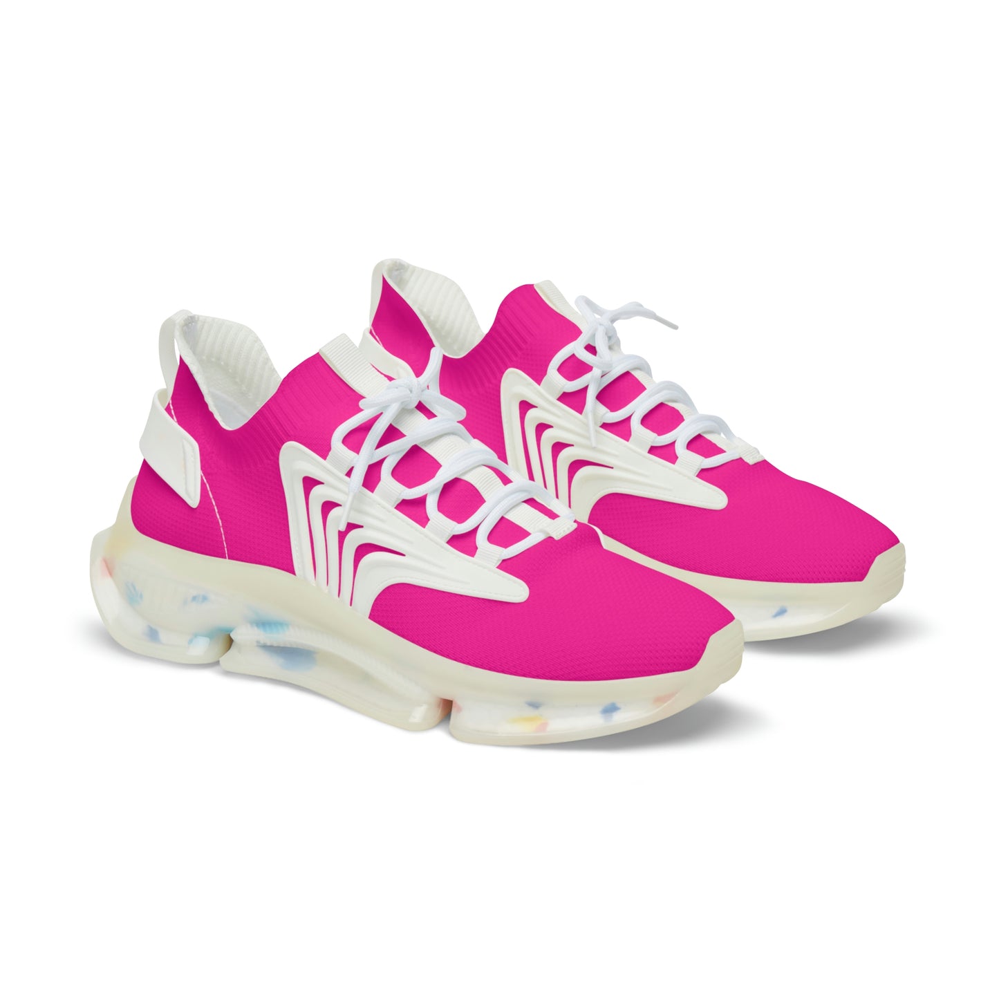 Neon Pink UV Glow Men's Women's Mesh Sneakers