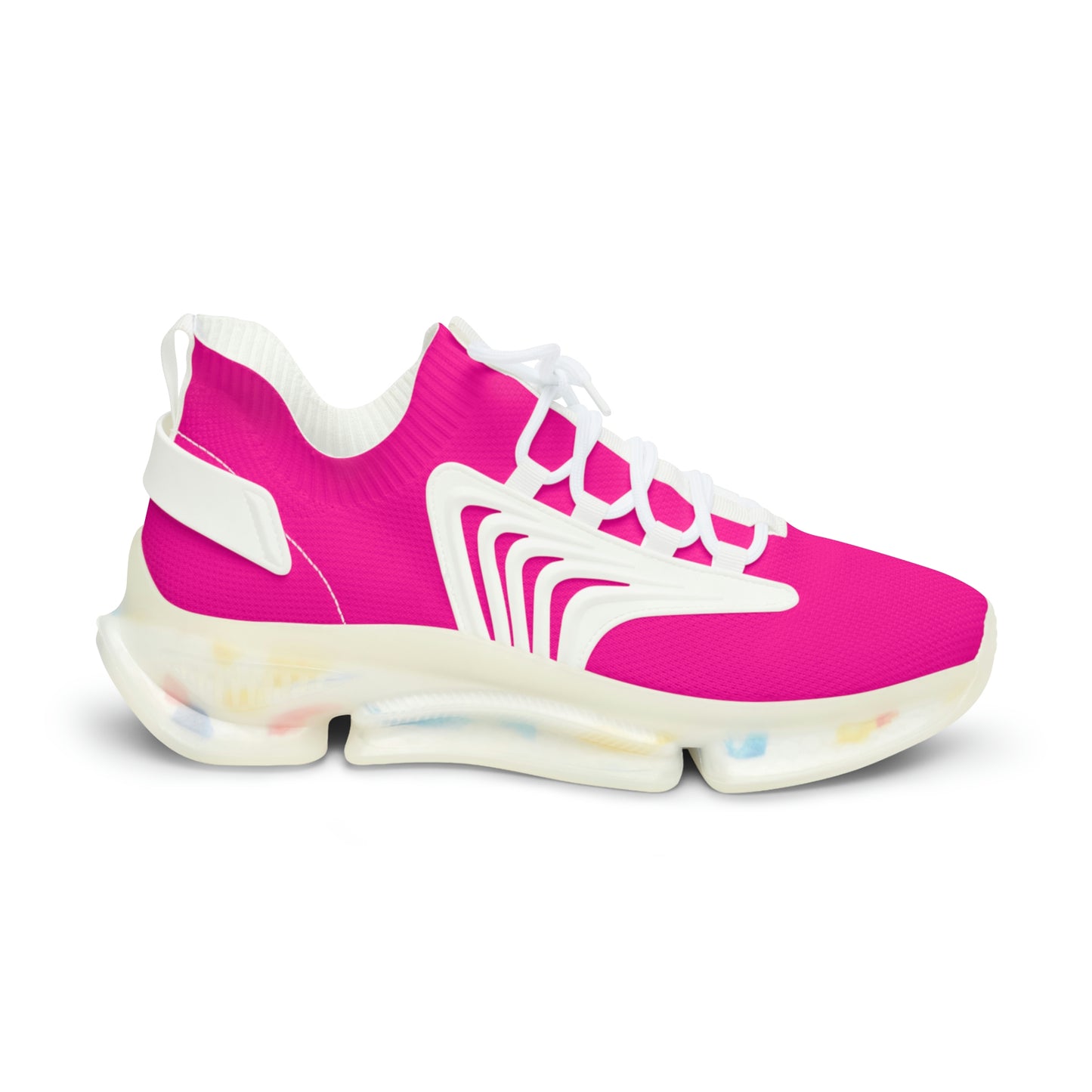 Neon Pink UV Glow Men's Women's Mesh Sneakers
