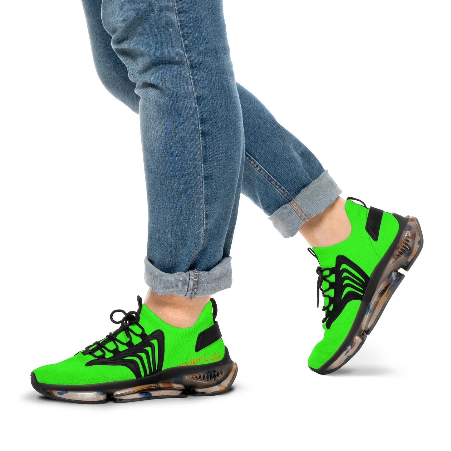 Neon Green UV Glow Men's Women's Mesh Sneakers