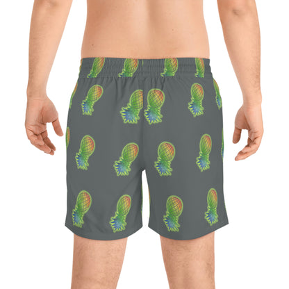 Upside Down Pineapple Men's Mid-Length Swim Shorts (AOP)